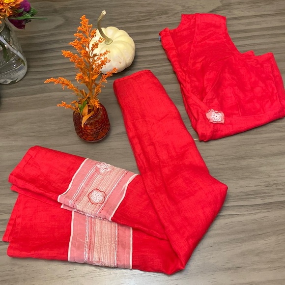 JOHNNY WAS LINEN RED TANK AND MIDI SKIRT SET SIZE SMALL - Picture 1 of 15